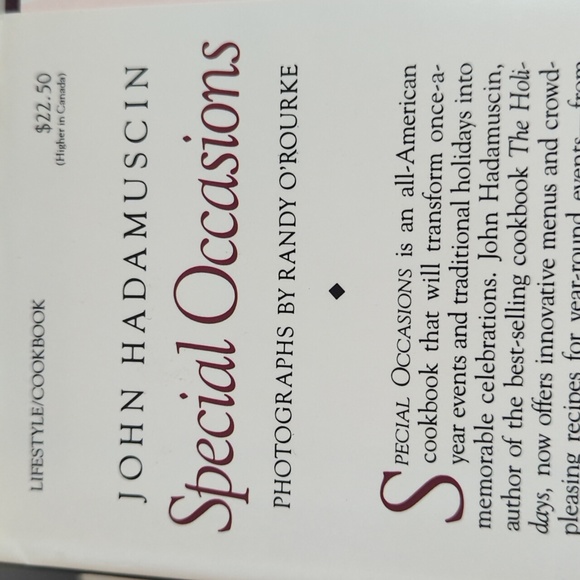 Special Occasions by John Hadamuscin (1988, Hardcover) Cookbook Entertainmment - Picture 3 of 6